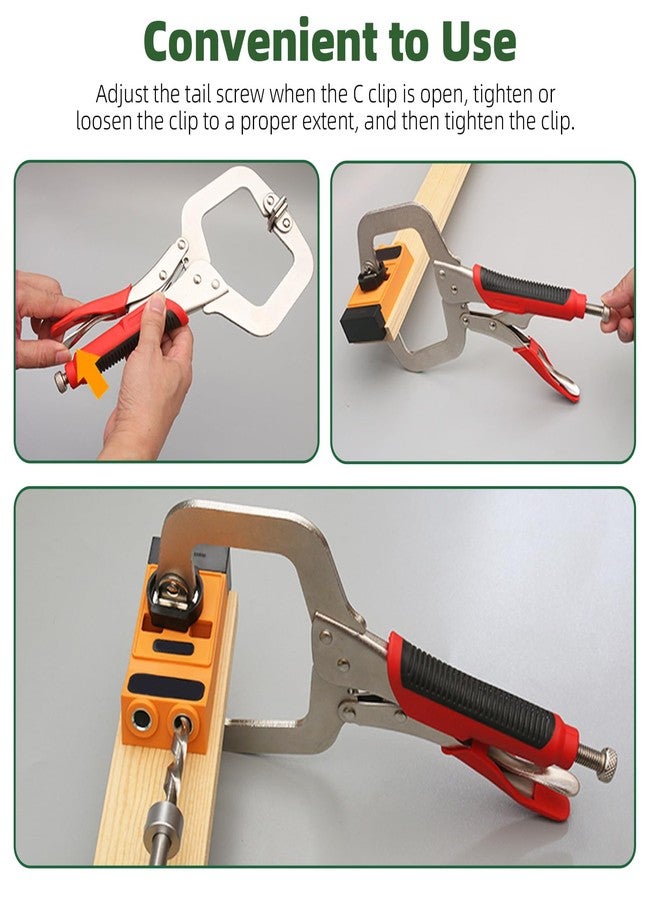Keadic 3Pcs 6.5" 9" 11" Heavy Duty Locking C-Clamp Set With Regular Tip and Swivel Pads, Metal Pocket Hole Locking Pliers Table & Tool Vise Grip for Automotive DIY Woodworking Cabinetry Welding - Image 5