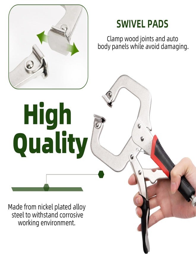 Keadic 3Pcs 6.5" 9" 11" Heavy Duty Locking C-Clamp Set With Regular Tip and Swivel Pads, Metal Pocket Hole Locking Pliers Table & Tool Vise Grip for Automotive DIY Woodworking Cabinetry Welding - Image 3