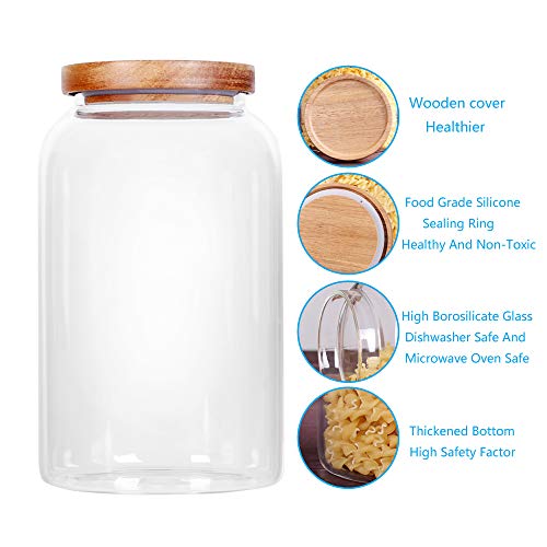 SAIOOL Modern Design Transparent Glass Food Storage jars, Food storage containers glass,100FL OZ(3000ml) Enlarged Thickened with Sealed Wooden Lid to Store Food, herbs, Tea, Easy to Use and Clean - Image 4