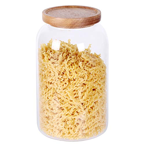 SAIOOL Modern Design Transparent Glass Food Storage jars, Food storage containers glass,100FL OZ(3000ml) Enlarged Thickened with Sealed Wooden Lid to Store Food, herbs, Tea, Easy to Use and Clean - Image 1