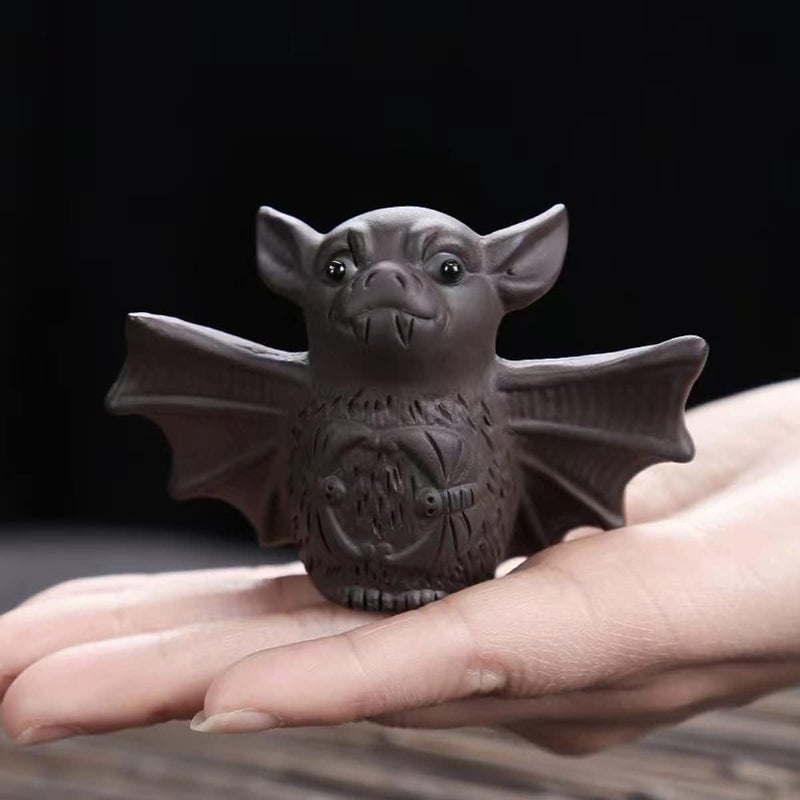 Organized shipment arrange Purple Sand Tea Pet Angry Cat Bat Tortoise Puppy Figurine, Cute Kungfu Tea Pet Gift for Tea Lover Friend, Tea Table Desk Tearoom Home Decoration Ornament (4.Night Bat) Dust proof