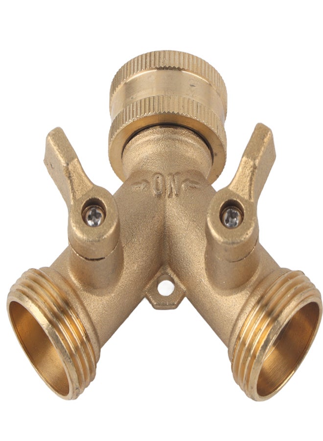 3/4 Inch Brass 2 Way Valve Splitter Hose Pipe Tap Connectors for Garden Irrigation - Image 1