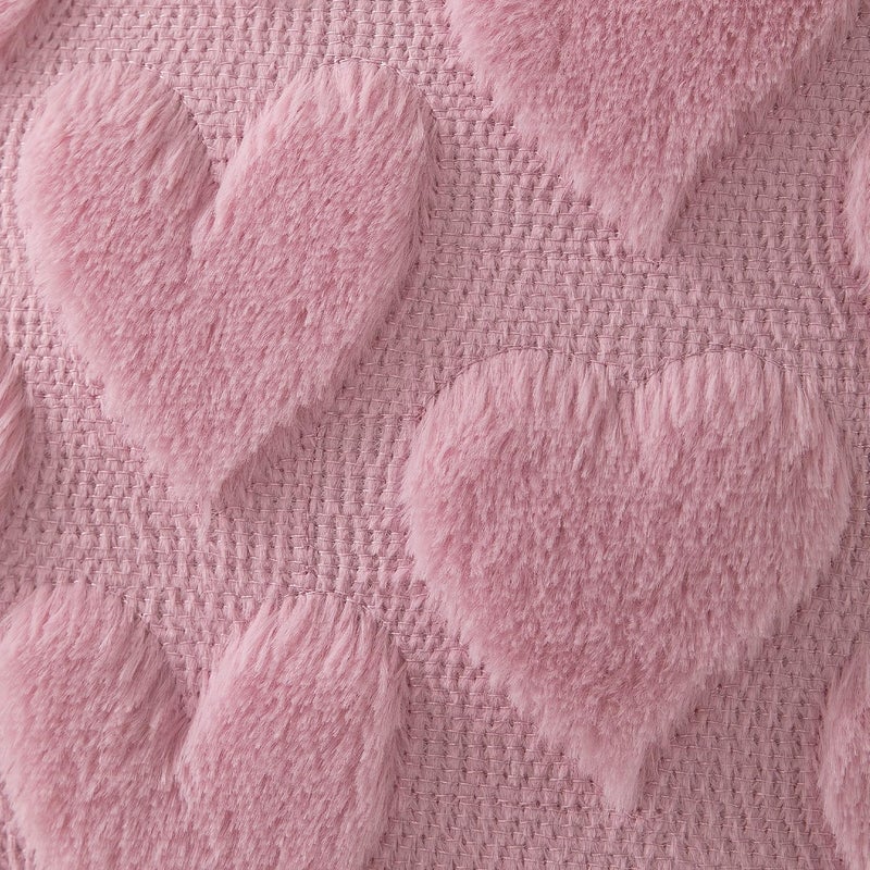DFXSZ Valentines Pillow Covers 12x20 inch Set of 2 Valentines Day Decoration Pink Heart Soft Plush Faux Fur Jacquard Throw Pillows for Bedroom Sofa Holiday Festivals Home Decor PTK017B12 - Image 4