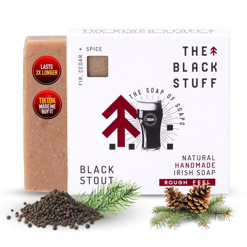 The Black Stuff All Natural Bar Soap for Men Handmade Cold Process Soaps with Organic Ingredients and Essential Oils Mens Soap for Daily Use Black Stout Body Soap - Image 1