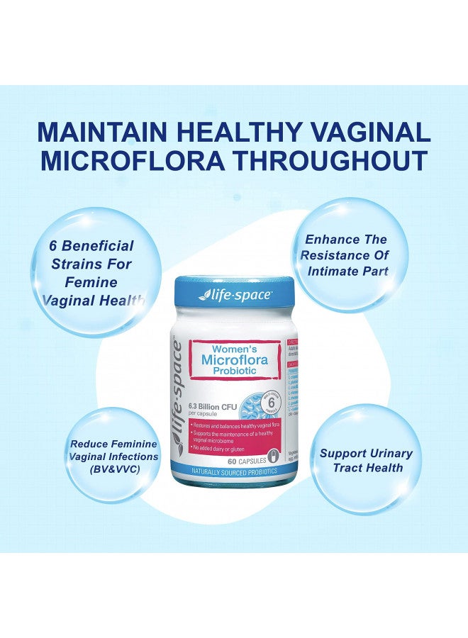 Life-Space Probiotic for Women, Support Healthy Vaginal Microflora & Comfort, BV & VVC Infection Treatment, Urinary Tract Health, Lactobacillus rhamnosus, 6.3 Billion CFU, Multi Strain - 60 Capsules - Image 2