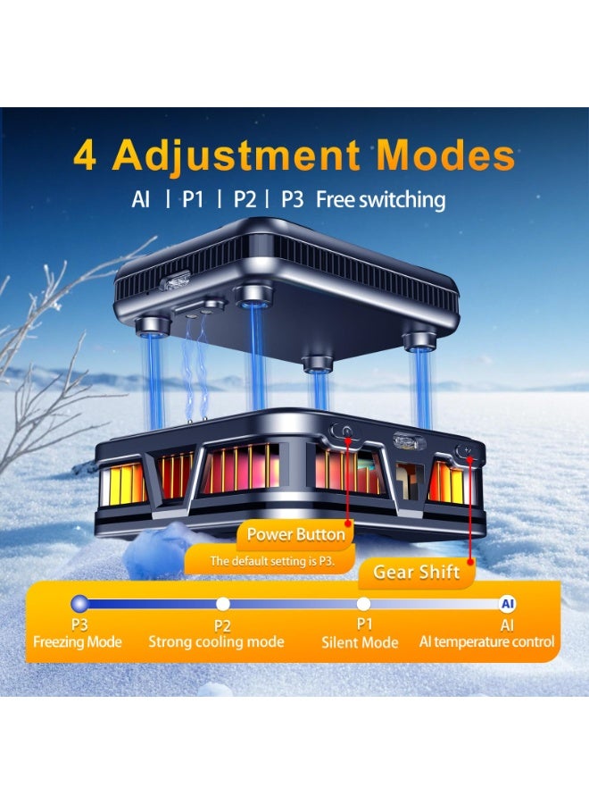 Magnetic Phone Cooler with Battery,Rechargeable Wireless Cooling Fan for iPhone/iPad,Phone Cooling Case Radiator Heatsink with RGB LED for iPhone MagSafe Series/Samsung/Android - Image 5