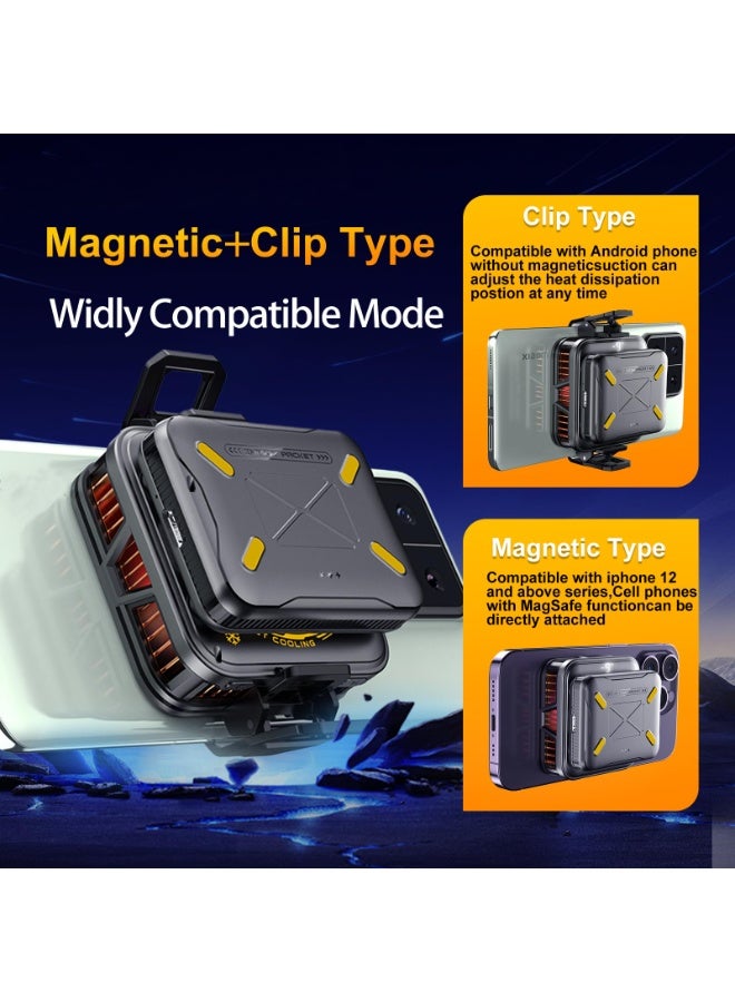 Magnetic Phone Cooler with Battery,Rechargeable Wireless Cooling Fan for iPhone/iPad,Phone Cooling Case Radiator Heatsink with RGB LED for iPhone MagSafe Series/Samsung/Android - Image 4