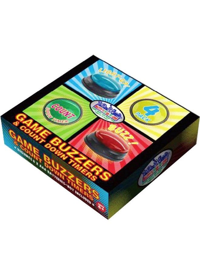 Matty's Toy Stop - Lights & Sounds Electronic 3 Mode Red Blue Green & Yellow Game Answer Buzzer And Count Down Timer Gift Set Bundle (Perfect For Games Classrooms Etc.) 4 Pack - Image 1