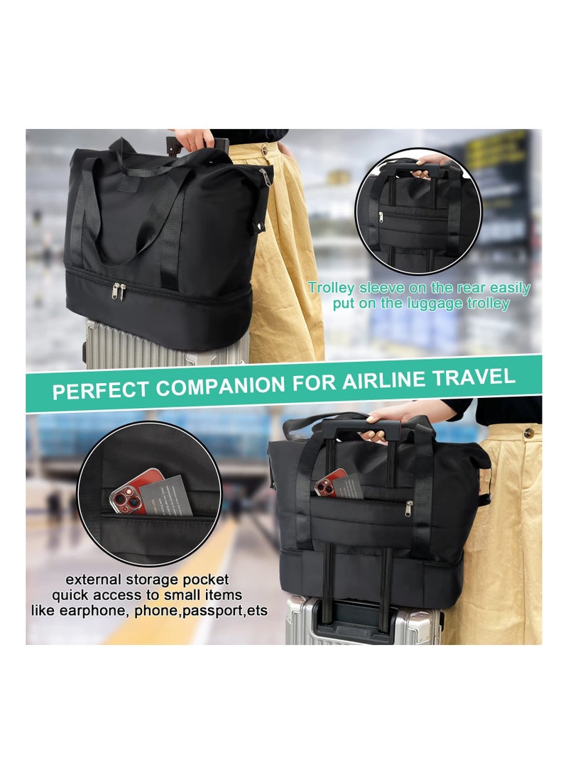 SYOSI Travel Duffel Bag, SYOSI Dry & Wet Seperated Sports Gym Bag Waterproof Shopping Bag Carry On Bag for Women Men Sports Gym Weekender Tote Bag - Image 2