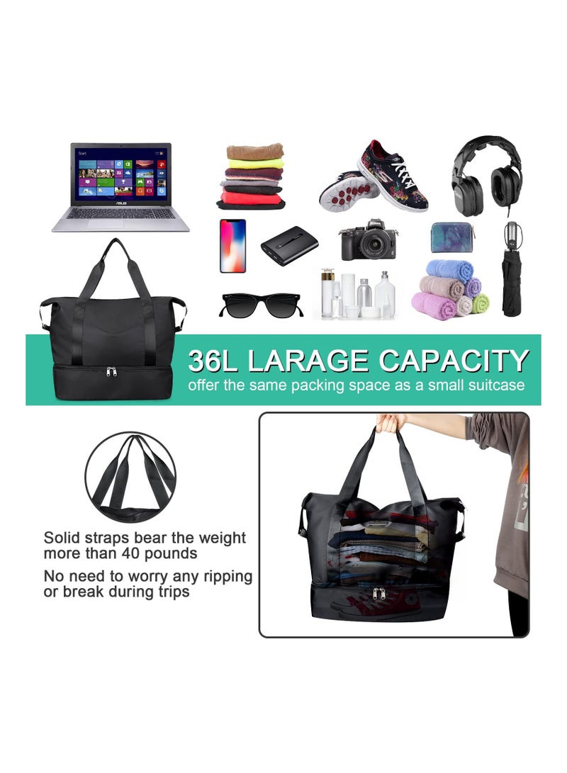 SYOSI Travel Duffel Bag, SYOSI Dry & Wet Seperated Sports Gym Bag Waterproof Shopping Bag Carry On Bag for Women Men Sports Gym Weekender Tote Bag - Image 3