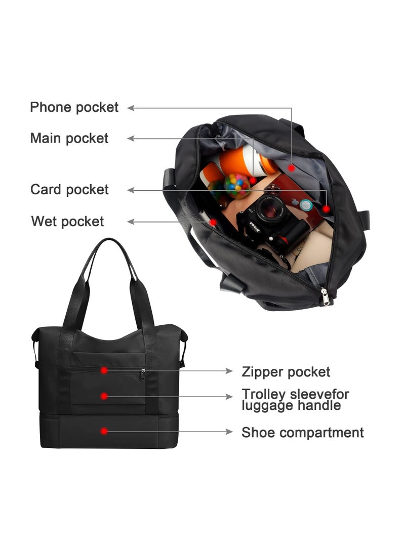 SYOSI Travel Duffel Bag, SYOSI Dry & Wet Seperated Sports Gym Bag Waterproof Shopping Bag Carry On Bag for Women Men Sports Gym Weekender Tote Bag - Image 5