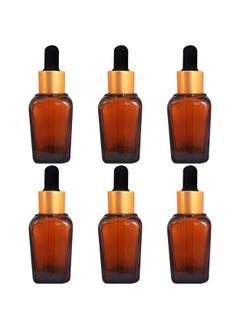Devinez Devinez Multipurpose Amber Color Square Glass Bottle, 30 ml with Golden Black Glass Dropper (Pack of 6), for Beauty, Essential Oils, Blends, Skin Care, Travel, Toners, Cosmetic & DIY  - Image 1