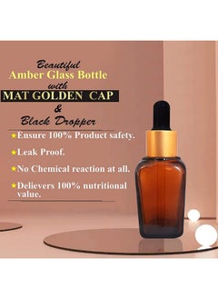 Devinez Devinez Multipurpose Amber Color Square Glass Bottle, 30 ml with Golden Black Glass Dropper (Pack of 6), for Beauty, Essential Oils, Blends, Skin Care, Travel, Toners, Cosmetic & DIY  - Image 4