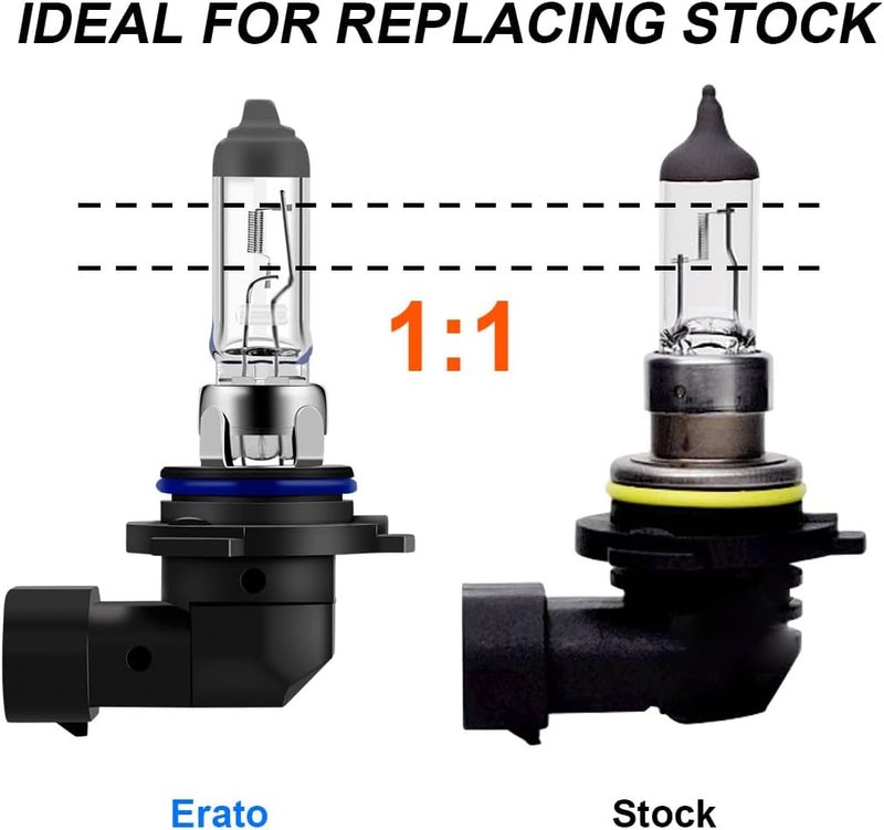Erato 9005/HB3 Halogen Headlight Bulb 12V 55W/60W Fog Lights 4300K Warm White Replacement Headlamp (2 Packs) - Image 4