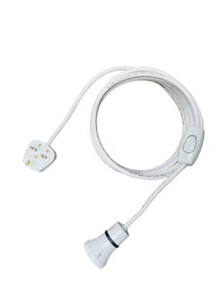RACO E27 Light Holder with Flexible Wire and Switch for Various Uses: Bulb Holder with Extension Cable Three-core white cable with a UK plug  - Image 1
