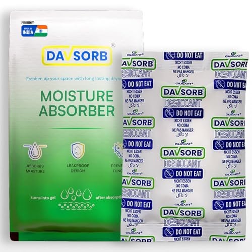 CILICAnT DAVSORB Dehumidifier Room Moisture Absorber, Pack of 3-100gm Large Size Sachets (3x100=300gm) for Home, Cars, Electronic items, Wardrobe & Shoe Racks | Fights Excess Moisture & Prevents Fungus - Image 1