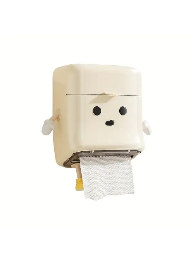 Cream Wall Mounted Tissue Box No Drill Home Decor For Living Room Bedroom - Image 1