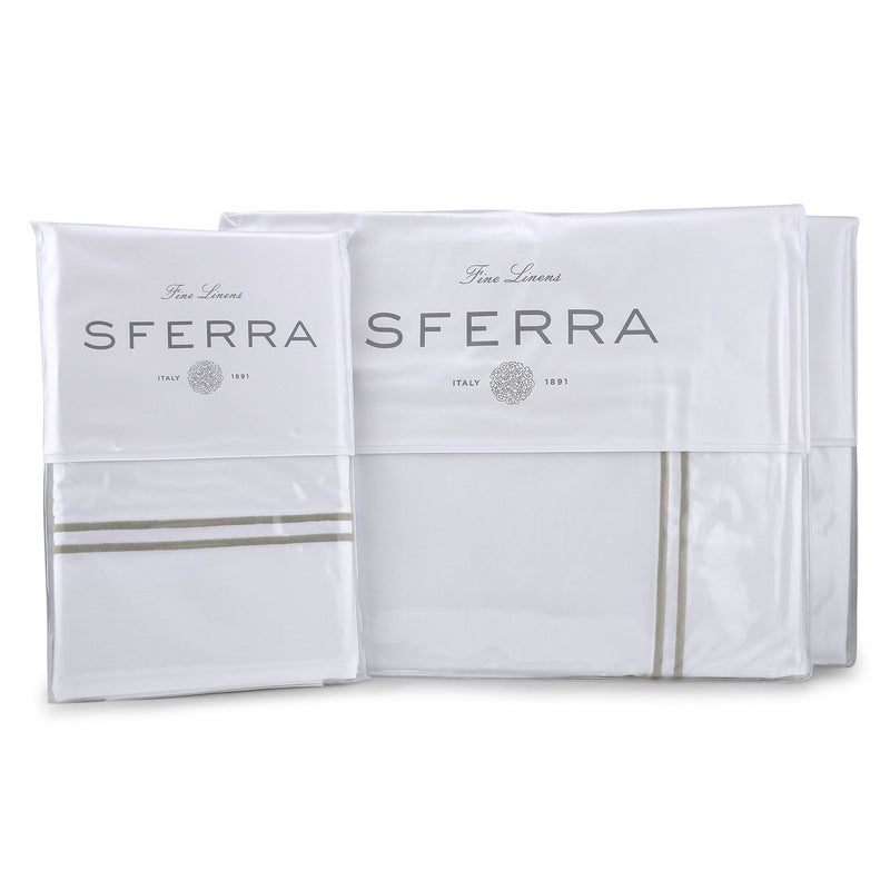 Sferra Grande Hotel Sheet Set  King  WhiteGrey