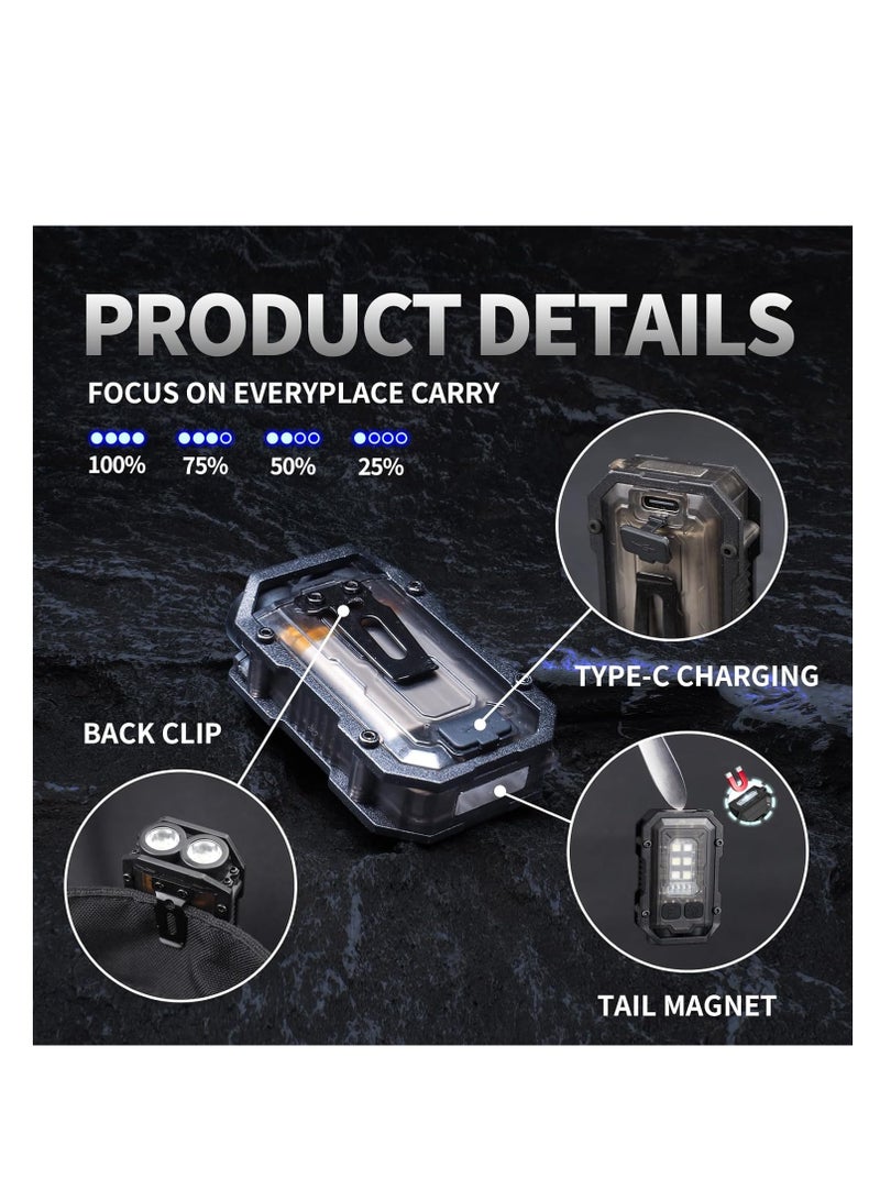 Mini Keychain EDC Flashlight Rechargeable, 1000 High Lumens Super Bright Flash Lights Small Portable Tactical Pocket Torch with Magnet  Clip, 8 Modes,USB C Ipx65 Waterproof - Image 3