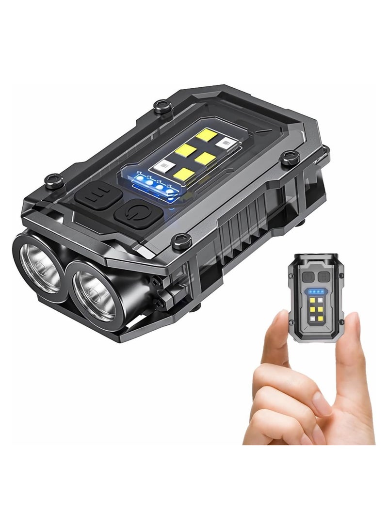Mini Keychain EDC Flashlight Rechargeable, 1000 High Lumens Super Bright Flash Lights Small Portable Tactical Pocket Torch with Magnet  Clip, 8 Modes,USB C Ipx65 Waterproof - Image 1