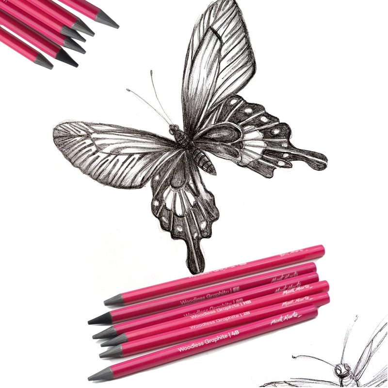 Mont Marte Mont Marte Woodless Graphite Pencils 6 Piece (HB, 2B, 4B, 6B, 8B and EE), Suitable for Sketching, Drawing and Shading  - Image 4