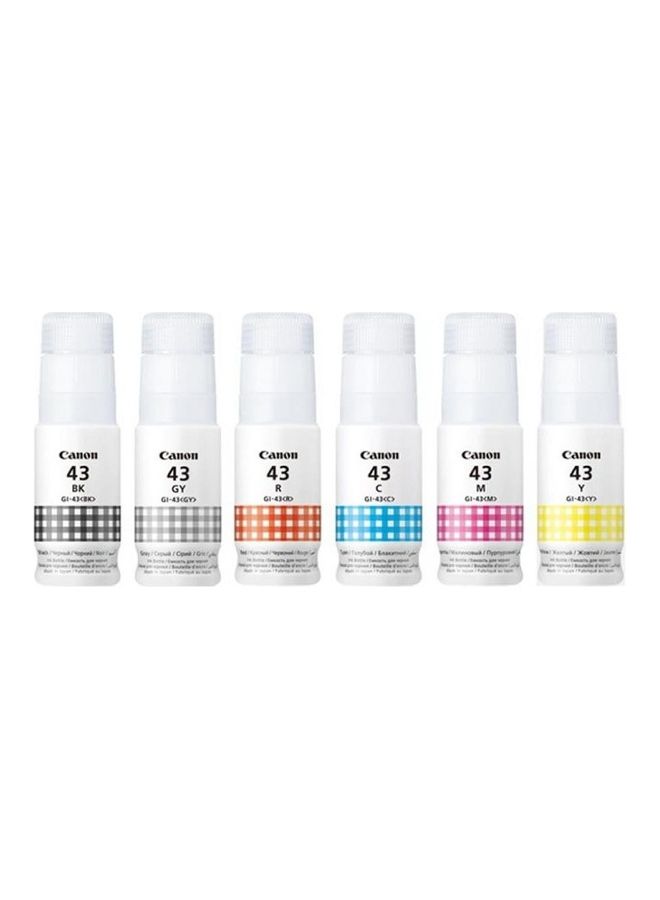 كانون 6 Pieces Ink Cartridge Color Set Yellow/Magenta/Cyan/Black/Grey/Red - Image 1