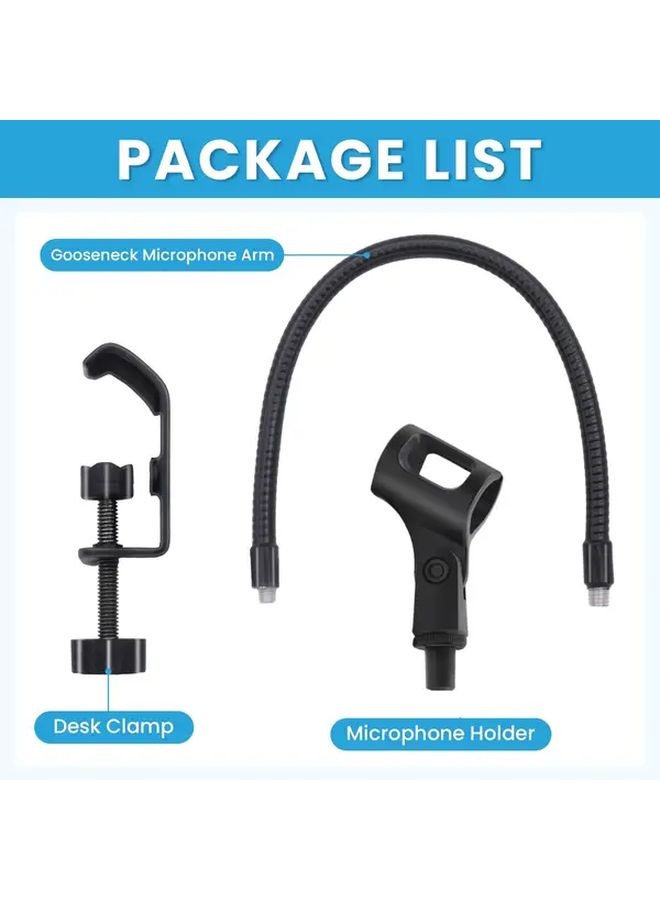 Black Flexible Microphone Stand Adjustable Gooseneck Arm For Desktop Live Broadcast - Image 3