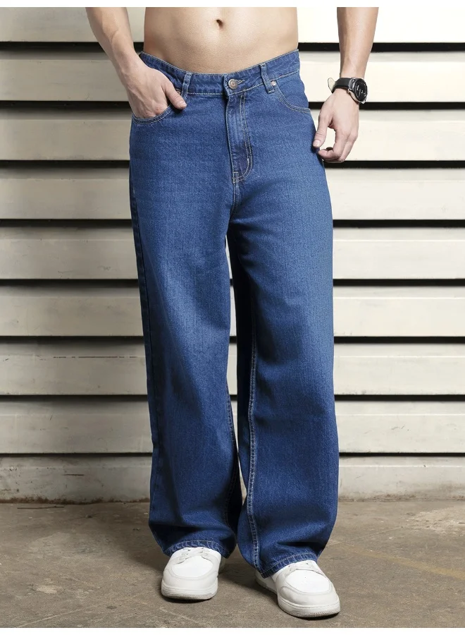 HIGH STAR Men’s Baggy Loose Fit Indigo Jeans – Comfortable and Casual