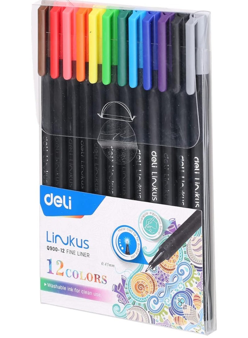 Deli 12-Piece Fineline Pen Set Multicolor - Image 2
