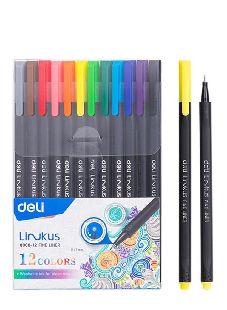 Deli 12-Piece Fineline Pen Set Multicolor - Image 3