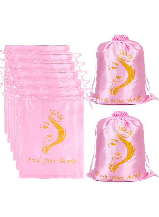 AIHOPESTO 6Pcs Satin Wig Bags Wig Storage For Multiple Wigs Bags Storage Satin Bags For Wigs Silk Bags With Drawstring Hair Bag Hair Storage Bags For Packaging Wigs Bundles Hair Extensions （Pink） - Image 1