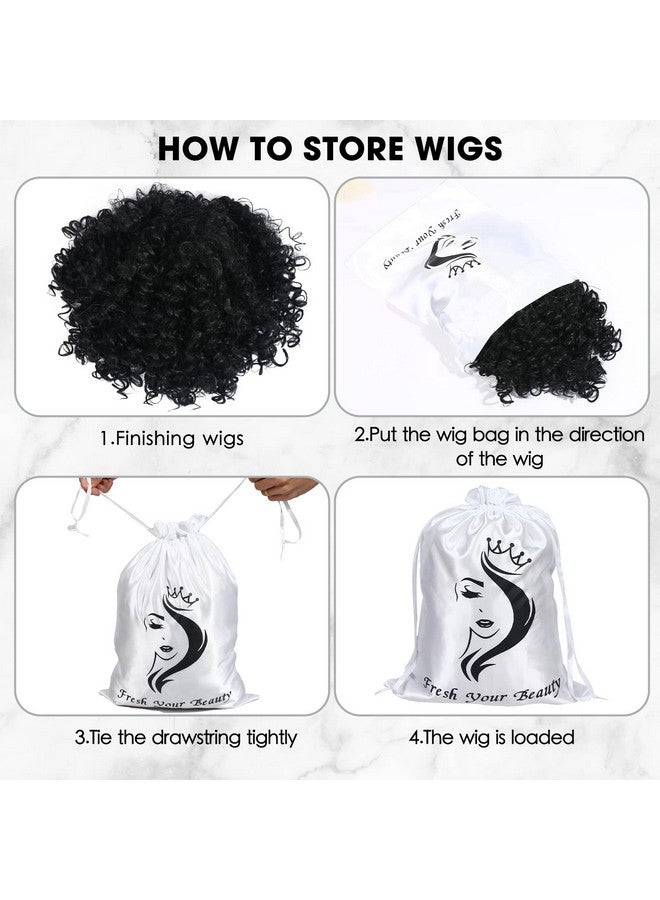 AIHOPESTO 6Pcs Satin Wig Bags Wig Storage For Multiple Wigs Bags Storage Satin Bags For Wigs Silk Bags With Drawstring Hair Bag Hair Storage Bags For Packaging Wigs Bundles Hair Extensions （Pink） - Image 5