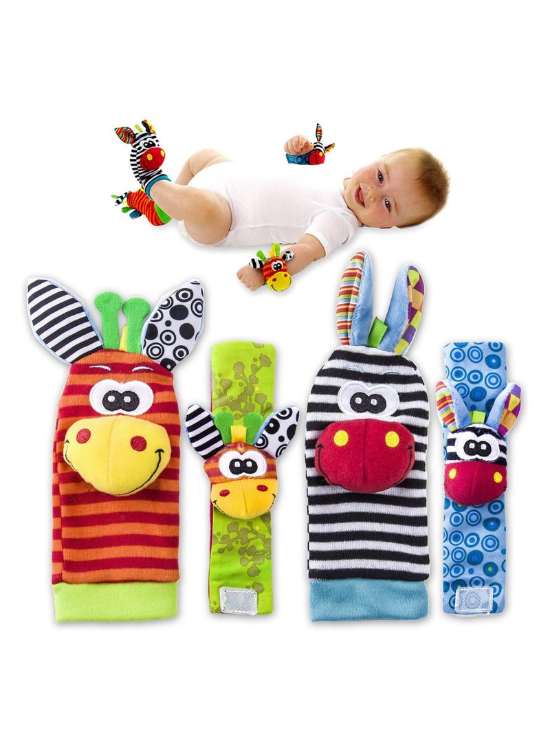 ZAITRO Top-Quality Material 4-Piece Infant Socks And Wrist Rattles Toy Set For Kids - Image 1