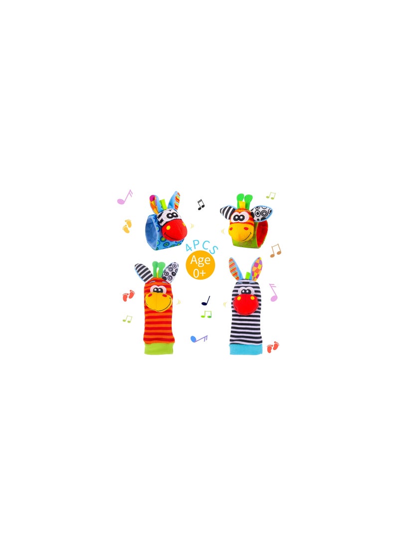 ZAITRO Top-Quality Material 4-Piece Infant Socks And Wrist Rattles Toy Set For Kids - Image 3