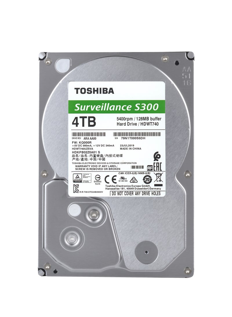 توشيبا S300 Surveillance HDD - محرك الأقراص الصلبة الداخلي SATA مقاس 3.5 بوصة يدعم ما يصل إلى 64 كاميرا عالية الدقة بعبء عمل يبلغ 180 تيرابايت/السنة (HDWT840UZSVA) - Image 2