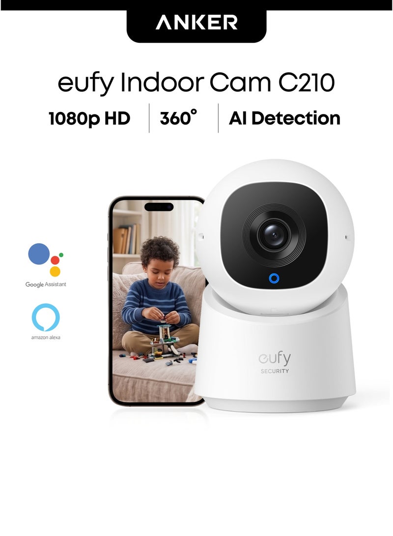 eufy Security Indoor Cam C210 1080p Resolution Security Camera Indoor with 360° Pan and Tilt, Plug-In Home Security Camera with Wi-Fi, Human/Motion AI, No Monthly Fee - Image 1