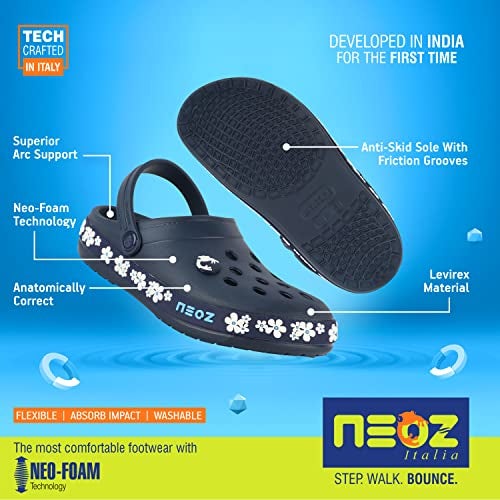 Neoz Casual Slingback Clogs for Kids with Soft Sole | Slip-On Breathable, Lightweight | Comfortable & Durable | Stylish Indoor & Outdoor Sandals Clogs for Kids, K-JASMINE-NAVY_4 - Image 3