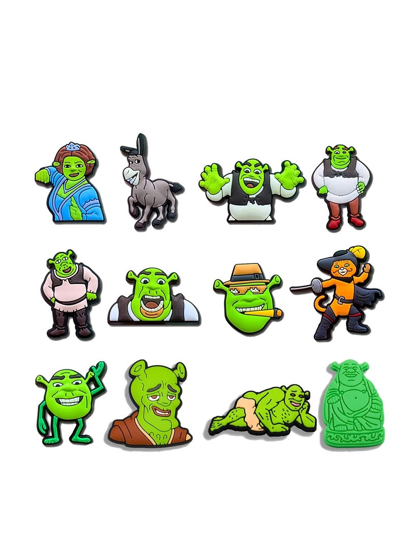 Excefore Shoe Charms for Crocs Jibbitz, 12 PCS Cute Croc Charms, Distinctive Cool Croc Accessories, Plastic Nurse Shoes Decorations for Adults Women Men Gifts Party Favor Birthday, Green - Image 1