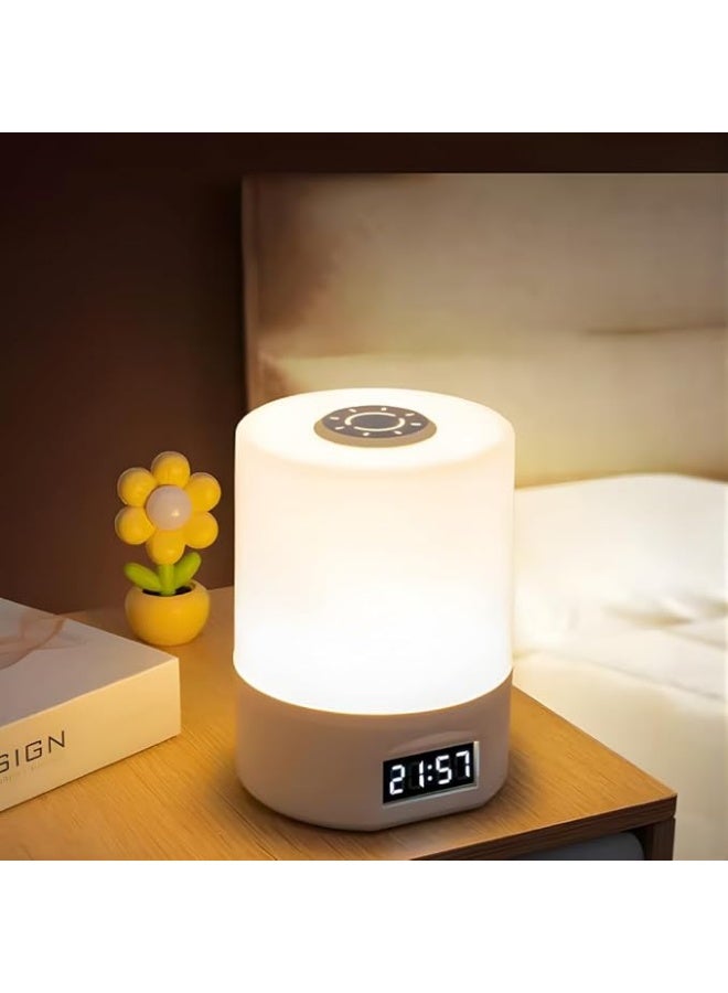 زينتورا مصباح ليلي LED مع ساعة رقمية وتحكم عن بعد، مصباح سرير بثلاثة ألوان إضاءة، قابل لإعادة الشحن عبر USB بسعة 1200 ملي أمبير، عرض مستوى البطارية - Image 1