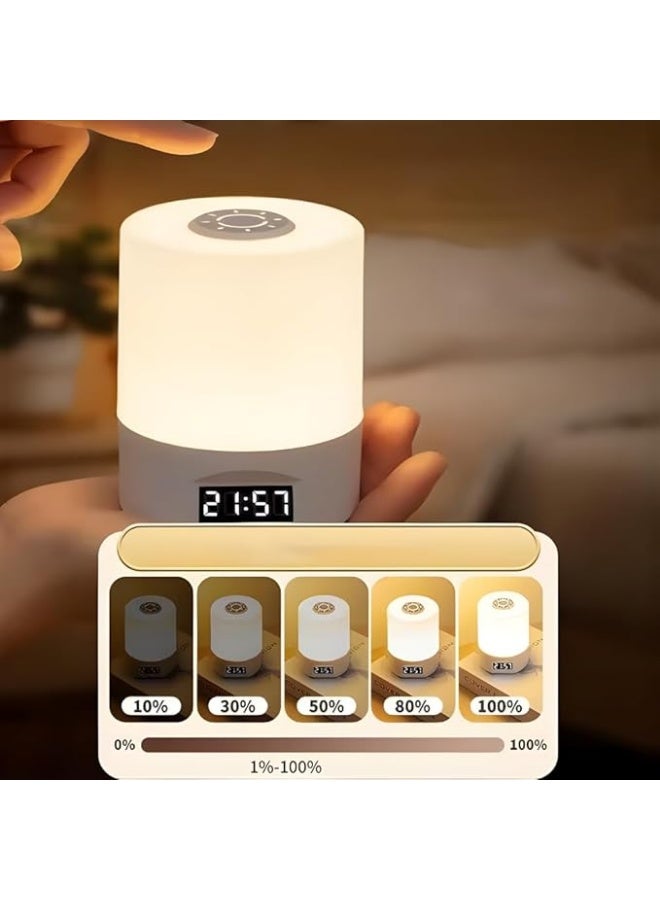 زينتورا مصباح ليلي LED مع ساعة رقمية وتحكم عن بعد، مصباح سرير بثلاثة ألوان إضاءة، قابل لإعادة الشحن عبر USB بسعة 1200 ملي أمبير، عرض مستوى البطارية - Image 4