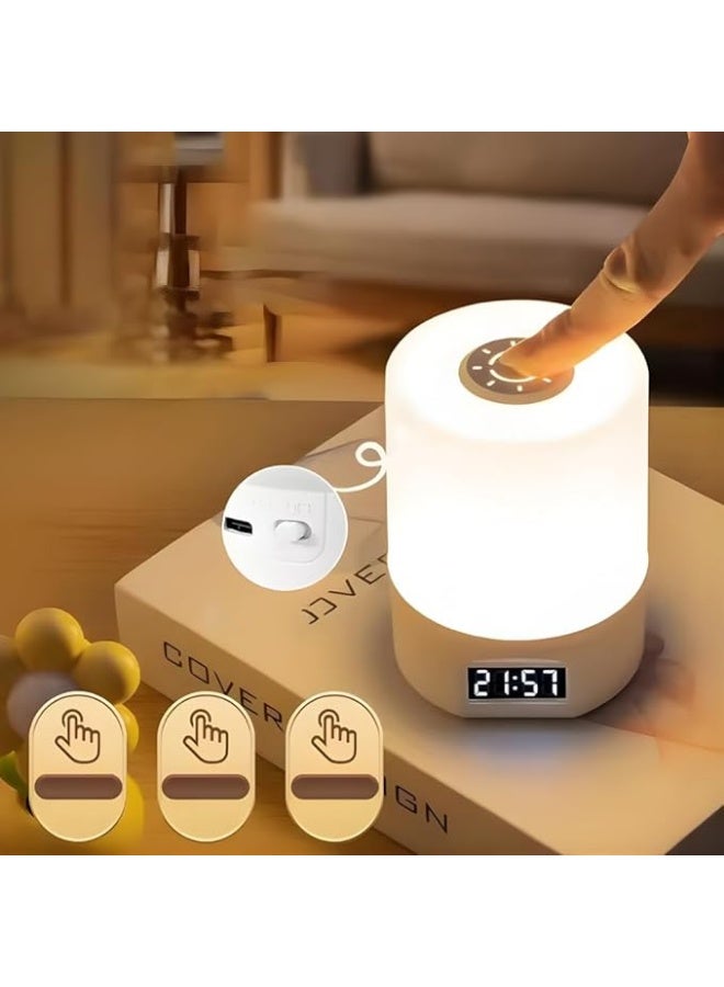 زينتورا مصباح ليلي LED مع ساعة رقمية وتحكم عن بعد، مصباح سرير بثلاثة ألوان إضاءة، قابل لإعادة الشحن عبر USB بسعة 1200 ملي أمبير، عرض مستوى البطارية - Image 3