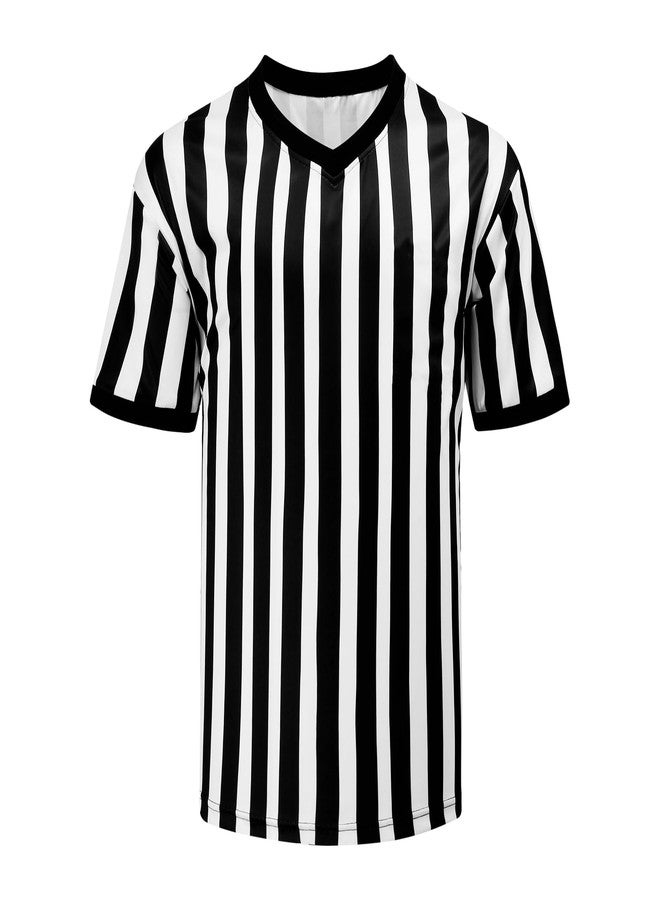 VKT Men’s Referee Shirt V-Neck Official Ref Shirt Costume Umpire Jersey for Womens and Mens Basketball Football Halloween Uniform - Image 1
