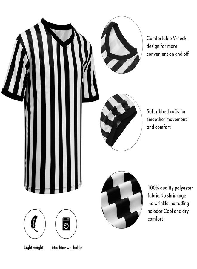 VKT Men’s Referee Shirt V-Neck Official Ref Shirt Costume Umpire Jersey for Womens and Mens Basketball Football Halloween Uniform - Image 3