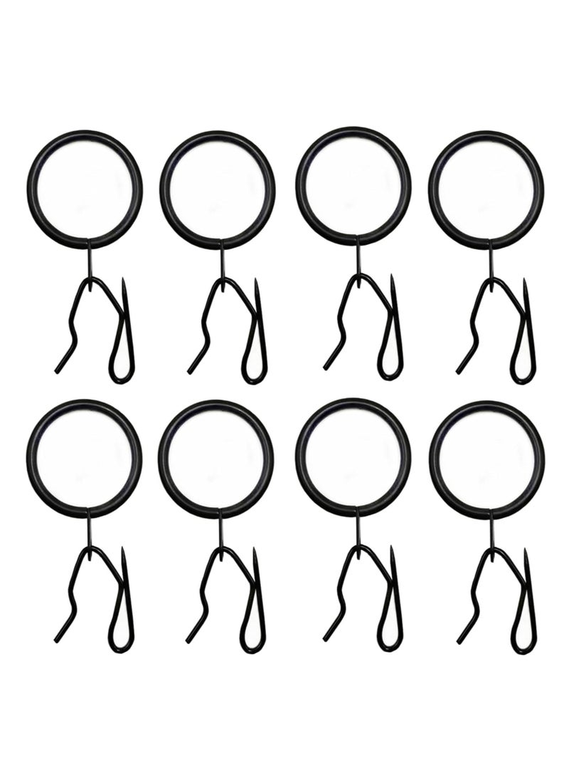 20 Pieces Metal Drapery Curtain Rings Curtain Hanging Rings and 20 Pieces Metal Curtain Drapery Pin Hooks for Window Door Shower Curtain, 30 mm/1.18 inch Internal Diameter (Black) - Image 3