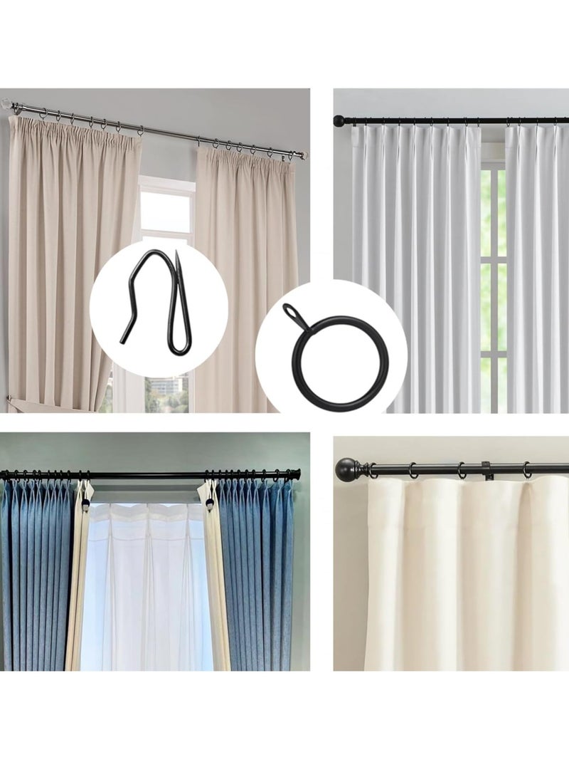 20 Pieces Metal Drapery Curtain Rings Curtain Hanging Rings and 20 Pieces Metal Curtain Drapery Pin Hooks for Window Door Shower Curtain, 30 mm/1.18 inch Internal Diameter (Black) - Image 5