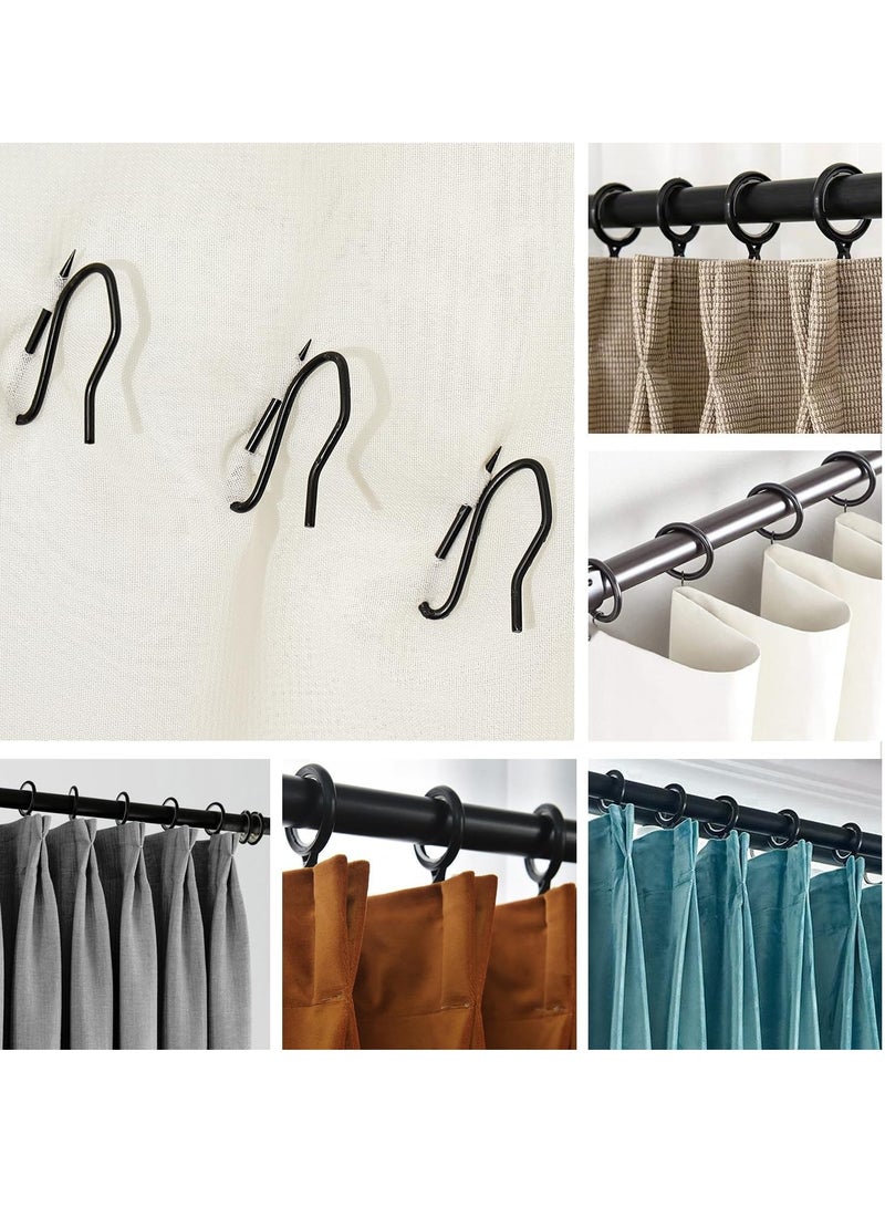 20 Pieces Metal Drapery Curtain Rings Curtain Hanging Rings and 20 Pieces Metal Curtain Drapery Pin Hooks for Window Door Shower Curtain, 30 mm/1.18 inch Internal Diameter (Black) - Image 4