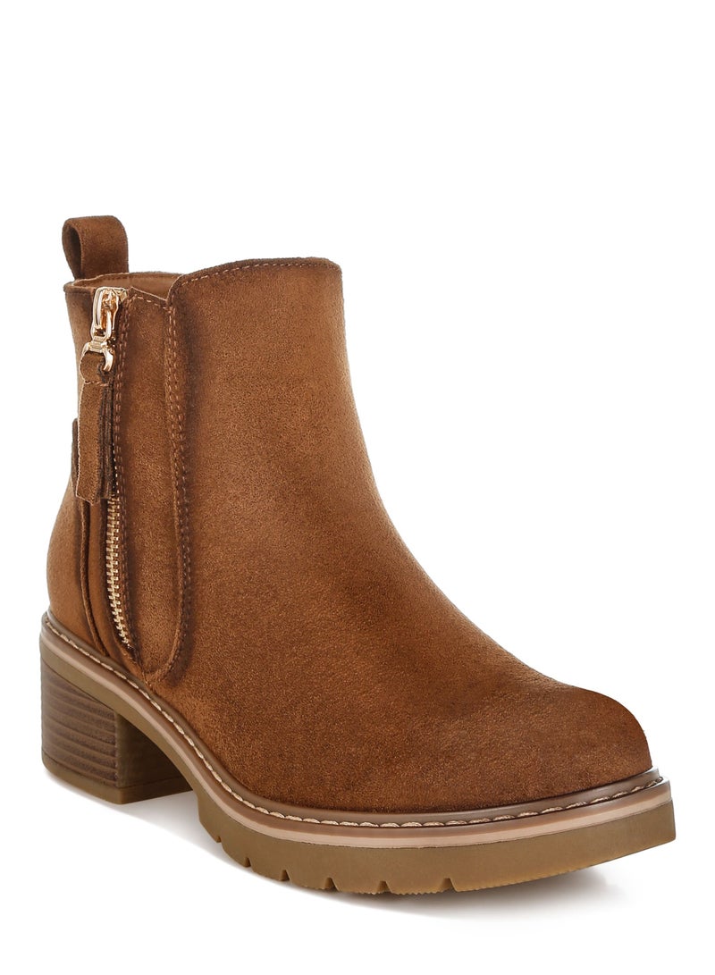 لندن راج حذاء بسحاب من الألياف الدقيقة باللون البني  - Image 2