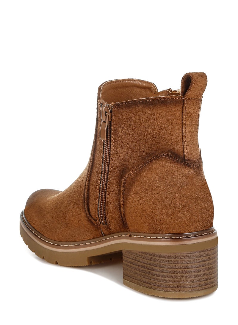 لندن راج حذاء بسحاب من الألياف الدقيقة باللون البني  - Image 3