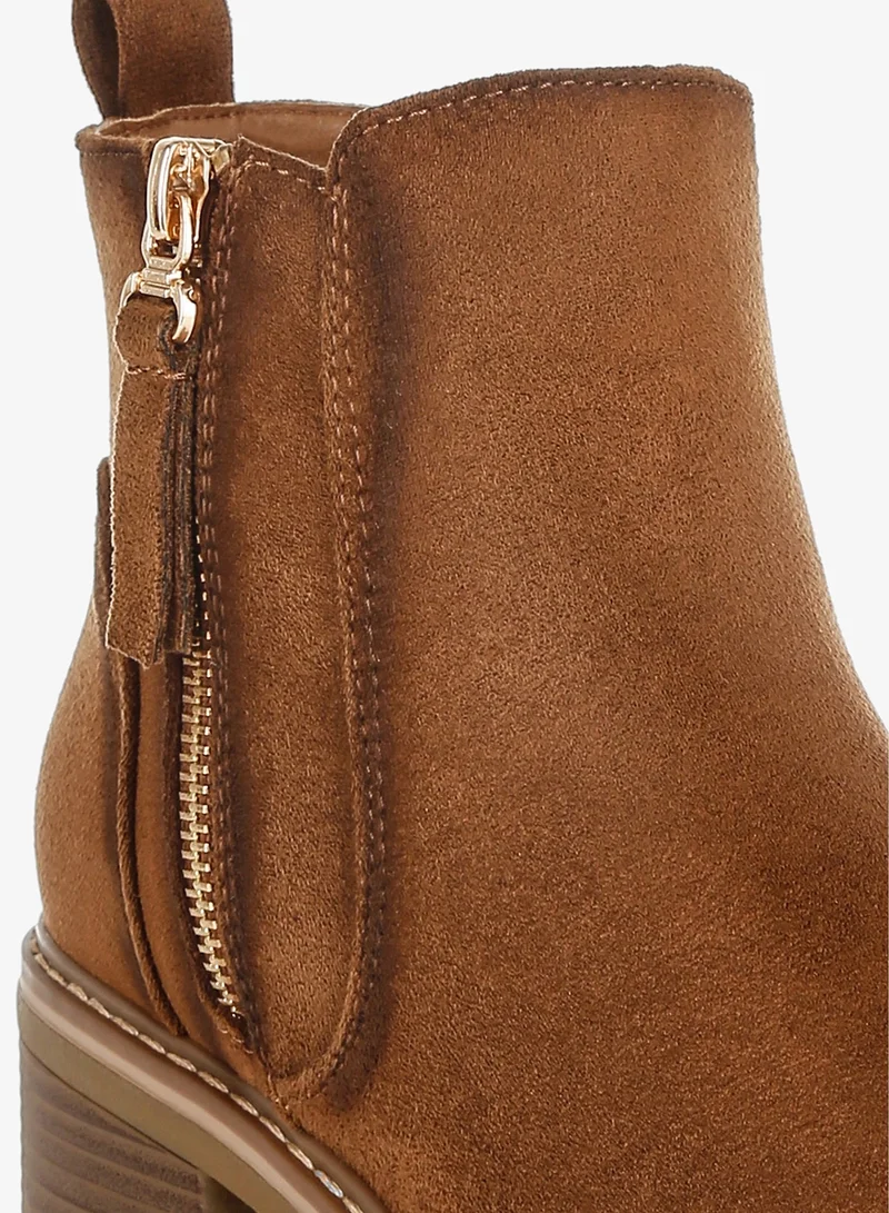 London Rag Microfiber Zipper Boots in Brown