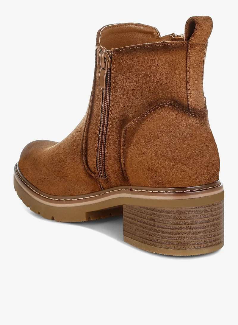 London Rag Microfiber Zipper Boots in Brown